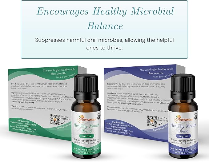 OraWellness Healthy Mouth Blend Organic Toothpaste & Mouthwash Alternative Tooth Oil, Natural Mouth Rinse for Healthy Teeth & Gums for Women, Men and Kids, Pack of 1