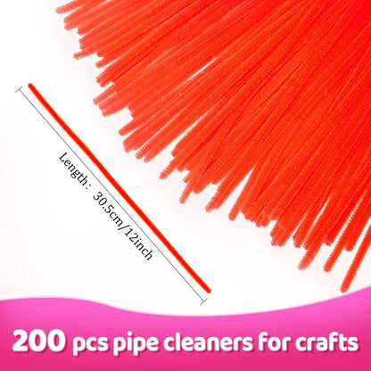 Praisebank Pipe Cleaners for Crafts (200pcs in Orange), 12 inch Long Pipe Cleaners, Orange Pipe Cleaners.…