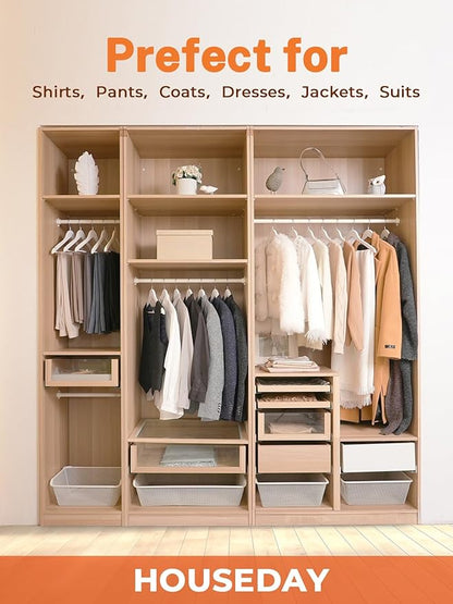 HOUSE DAY White Wooden Hangers 10 Pack Wood Clothes Hangers Smooth Finish Wooden Coat Hangers for Closet Heavy Duty Hangers Solid Wood Hangers Suit Hangers for Clothes, Jacket, Shirt, Tank Top, Dress