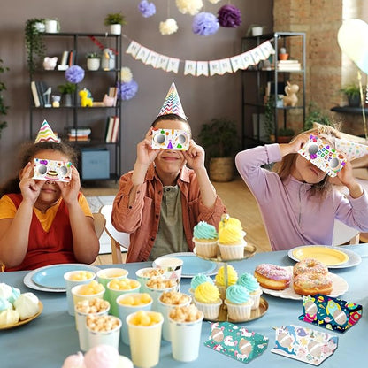 Shappy 50 Pieces Cardboard Folding Binoculars with Coloring Markers Paintable Make Your Own Paper Binocular 3X Magnification DIY Art Craft Toys for Boys Girls Birthday Party Supplies Class Activity