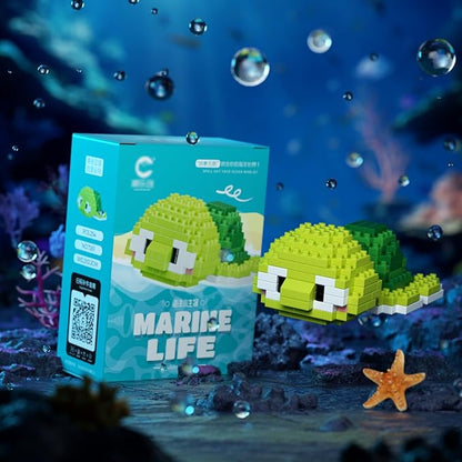 Marine Animals Building Blocks Sets Mini Building Blocks Ocean Animal Sea Creatures Building Blocks Set Mini Building Blocks Toys STEM Gifts for Kids Adult(Sea Turtle)