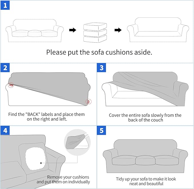 MAXIJIN 3 Piece Jacquard Couch Covers for 2 Cushion Couch Stretch Non Slip Love Seat Couch Cover for Dogs Pet Friendly Elastic Furniture Protector Loveseat Slipcovers (Loveseat, Peacock Blue)