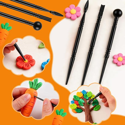 Phinus Clay Tools Kit, 40PCS Pottery Tools for Kids and Adults, Air Dry Polymer Clay Tools, Clay Sculpting Tools for Dotting, Carving, Drawing, Molding, Modeling, Shaping