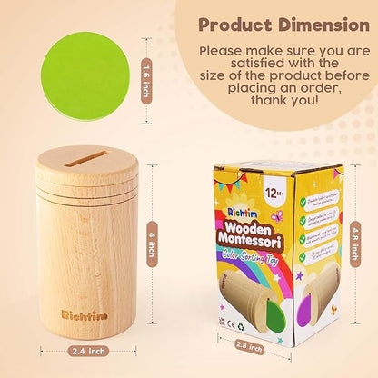 Richtim Wooden Montessori Toy for Toddlers 2-6 Years (One-Slot Color Sorting Toy)