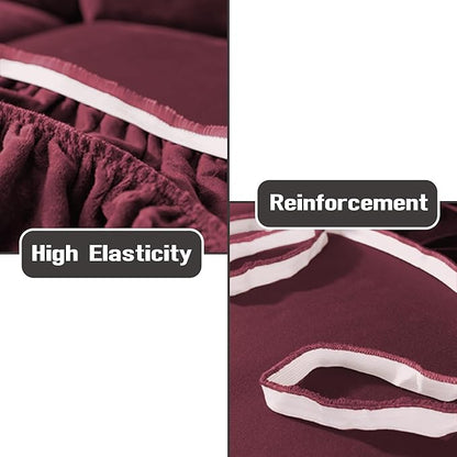 NORTHERN BROTHERS Stretchy Recliner Chair Covers, Velvet Recliner Covers, Lazy Boy Chair Cover (Wine Red, loveseat)