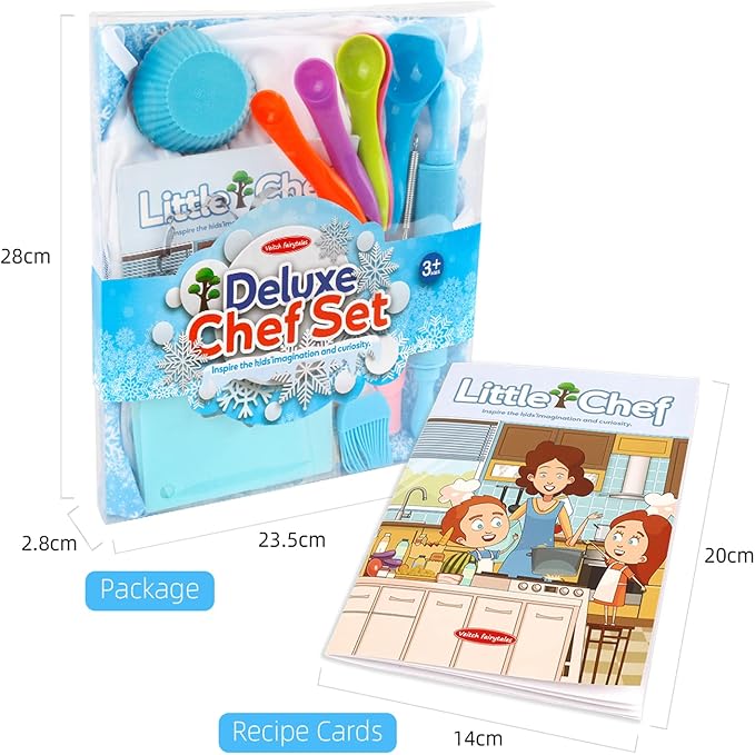 TOONRAIN Kids Cooking and Baking Set Chef Hat and Apron Dress Up Kitchen Costume Boys Girls Toys Birthday Christmas Gift