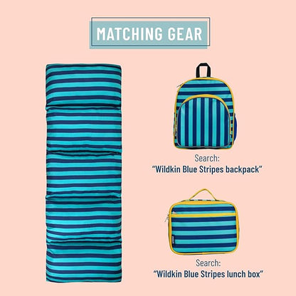 Wildkin Kids Microfiber Floor Lounger for Boys and Girls, Travel-Friendly and Perfect for Sleepovers Pillow Lounger for Kids Requires Standard Size Pillows Not Included (Blue Stripes)