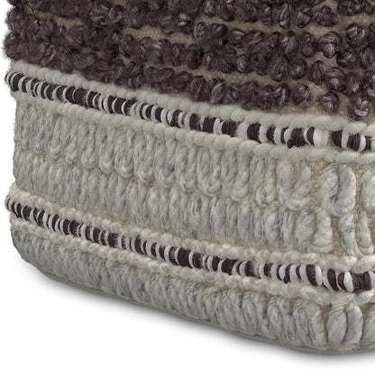 SIMPLIHOME Grady Contemporary Square Pouf in Magenta and Natural Handloom Woven, for The Living Room, Bedroom and Kids Room