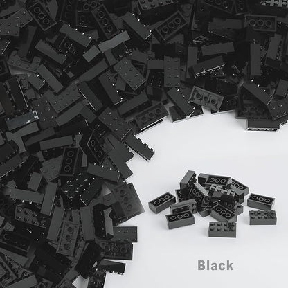 HUIZDQ 500 Piece Classic Building Bricks and 1 Gray Baseplate, 2x4 Bricks Bulk Creative Building Toys, Blocks Bulk for Kids Ages 6+, Black(Small Bricks, 1.25x0.62x0.47 in)