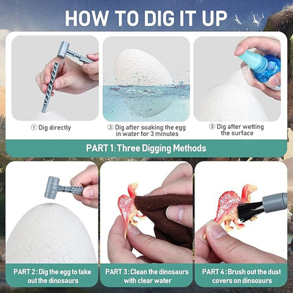 Jumbo Dino Egg Dig Kit, Dinosaur Toys for Kids 5-7 8-12 with 12 Dinosaurs, Dinosaur Toys for 5 6 7 8 Year Old Boy Birthday Gift, Dinosaur Eggs Excavation Gifts for 5 6 7 Year Old Boy Girl