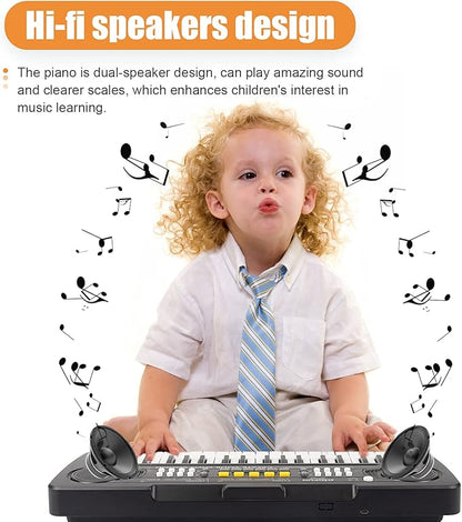 Kids Keyboard Piano, 37 Key Portable Electronic Piano for Kids, Digital Music Keyboard Educational Toys for 3 4 5 6 7 8 Year Old Girls Boys (Black)