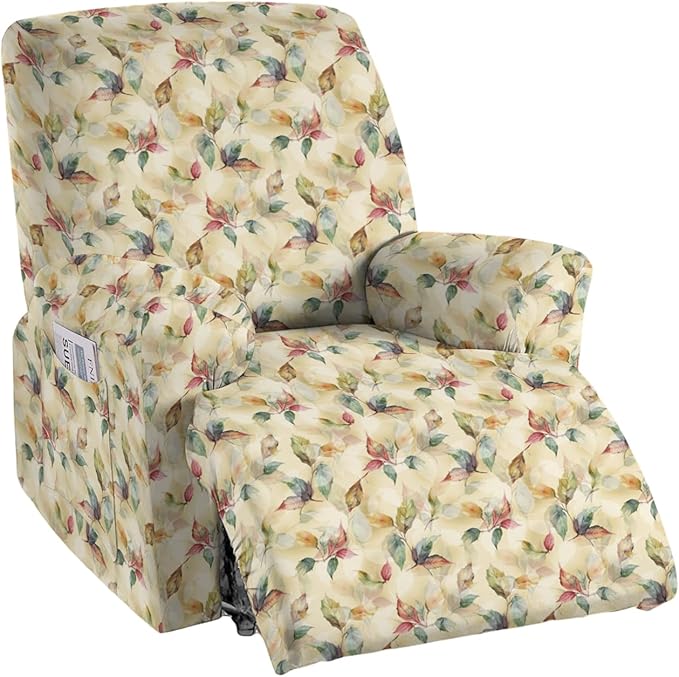 CRFATOP Printed Recliner Slipcover Stretch Reclining Chair Covers 4 Pieces Non Slip Recliner Sofa Slipcovers with Pocket Fitted Sofa Couch Cover Lazy Boy Chair Cover for Pet Kid Living Room,06