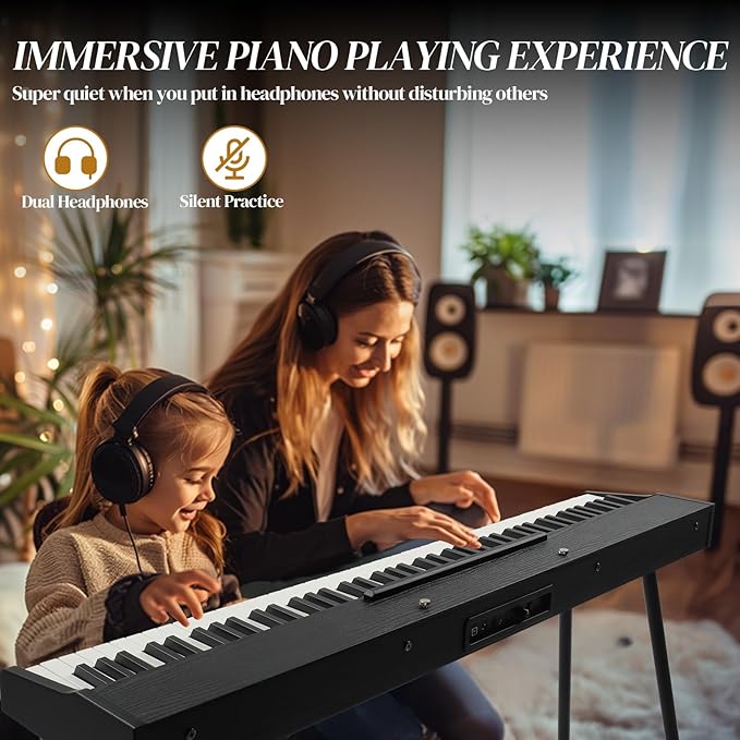 Ktaxon 88 Key Semi-Weighted Keyboard Piano, Digital Piano Keyboard with Professional Triple Pedal, Bluetooth MIDI Function, Advanced Chip and Full Equipment for Beginner (Classic Black)