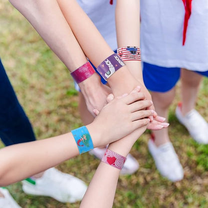 150 Pcs Slap Bracelets,Colorful Slap Bracelets Wristbands with Animal Hearts Print Design,Party Favors Slap Bracelets Bulk for Boys Girls Birthday Party Supplies