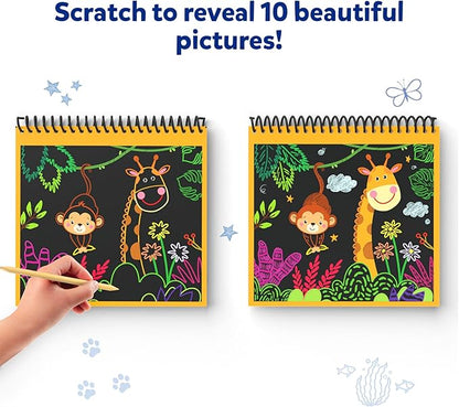 Skillmatics Magical Scratch Art Book for Kids - Animals, Craft Kits & Supplies, DIY Activity & Stickers, Gifts for Toddlers, Girls & Boys Ages 3, 4, 5, 6, 7, 8, Travel Toys