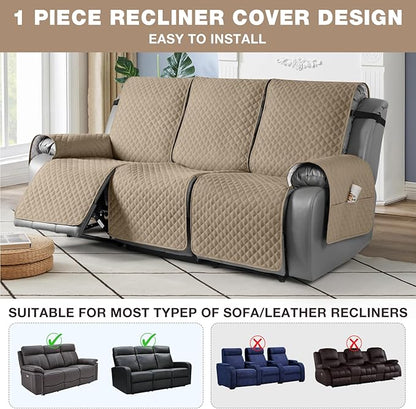 TAOCOCO Waterproof Recliner Couch Covers Sofa Slipcover for 3 Cushion Couch, Pet Sofa Cover for 3 Seat Recliner, Washable Reclining Sofa Cover Furniture Protector with Straps(3 Seater, Camel)