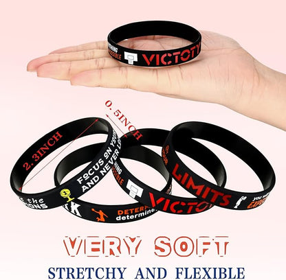 Zhanmai 48 Pieces Basketball Bracelets Silicone Motivational Wristbands, Silicone Inspirational Bracelets Basketball Party Favors for Men Women Sports Birthday Sports Themed Class of 2025 Gifts Party