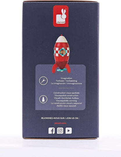 Janod Small Wood Magnetic Rocket Kit – 2 in 1 Game - Ages 2-6 - J05207