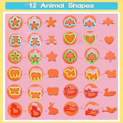 LCY WEDSHI Dough Tool Set, 22 Pcs Dough Tools Sets for Kids Ages 4-8, Dough Accessories Includes Cutters Roller, Rolling Pins, Safety Scissors, Plastic Knife, Animal Shapes Cutters