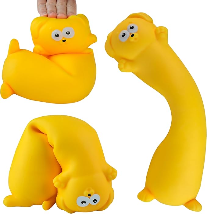 ORB Easy Sqweezy Pets Giant Stretchy Dog - Stretches Up to 5 Feet Long - Huge Jumbo Sized Yellow Squishy Toy Puppy, Stretch and Squeeze for Stress Relief - Fun Sensory Fidget Toy for Kids and Adults