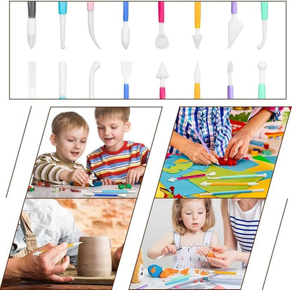 8 Pieces Plastic Clay Modeling Tools Set Ceramic Tool Kit for Sculpting Plastic Polymer Clay Shaping Tool for Kids Double-Head Suitable for DIY Crafts Cake Carving Decorating (Assorted Colors)