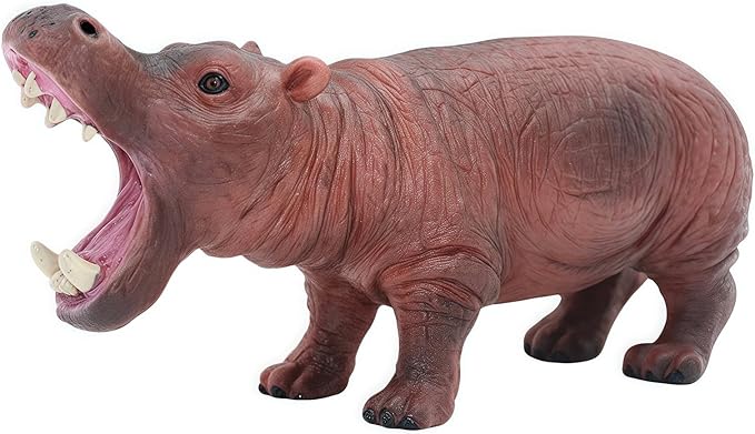 Gemini&Genius Safari Animal Toys, Hippo Figurine Toy, Wildlife World Action Figures, Great Gifts, Collection, Cake Topper, Storytelling Props and Room Decor for Kids 4 Years Old and Up