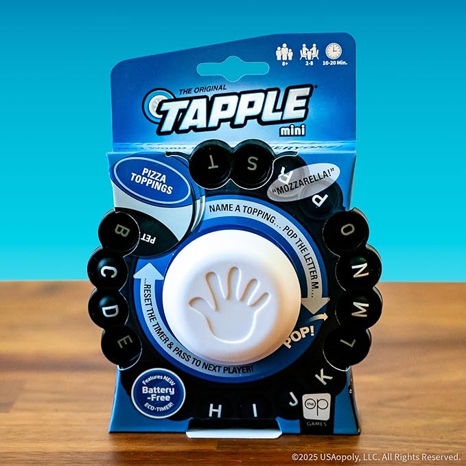 The Original Tapple Mini, Travel Sized Word Game for Family & Kids, Choose a Category & Race Against Time, Portable Pop Wheel With 36 Cards, Fun Educational Toy & Game for Ages 8+, Quick Play Anywhere