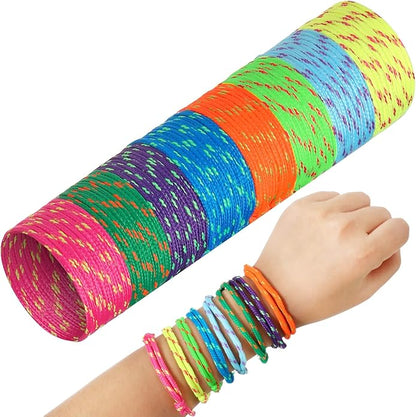 WILLBOND 216 Neon Friendship Bracelets Bulk for Kids Birthday Classroom Student Gift Adjustable Paracord Bracelets Rope Woven Neon Colors Valentine Day Gift Girls Boy Party Favors