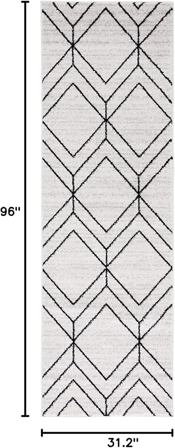 SAFAVIEH Adirondack Collection Runner Rug - 2'6" x 8', Light Grey & Black, Modern Geometric Design, Non-Shedding & Easy Care, Ideal for High Traffic Areas in Living Room, Bedroom (ADR241F)
