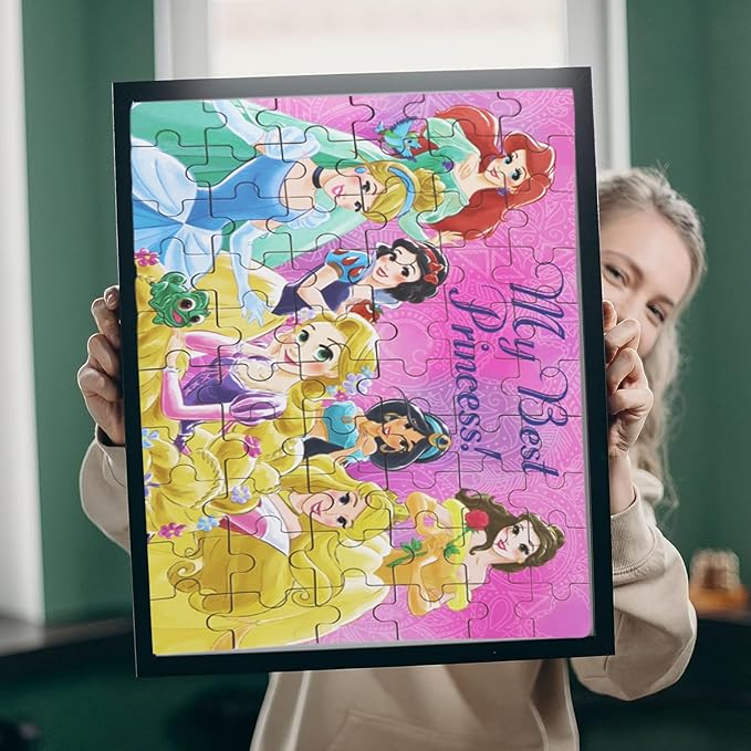 Princess Puzzles for Kids Ages 4-8 60 Pieces Puzzles for Kids Ages 3-5 Princess Puzzle for Girls and Boys Toys Jigsaw Puzzles in a Metal Box Educational Puzzles (Princess 0681)