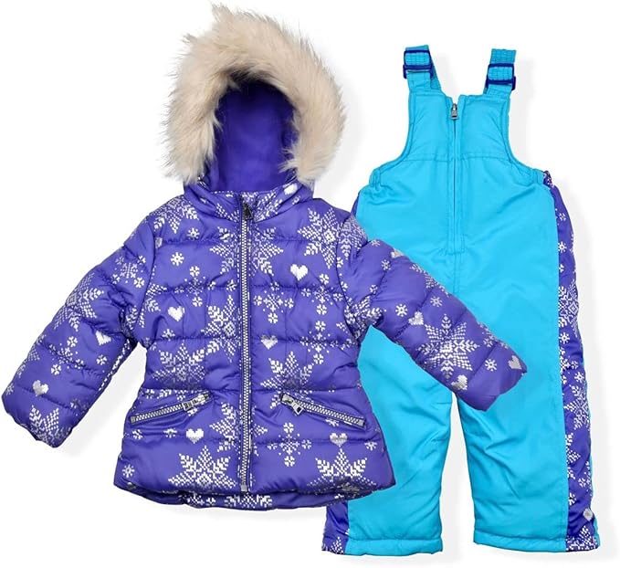 Arctic Quest Little Girls Bib Snow Pants and Ski Jacket Water-Resistant Snowsuit For Kids Winter Jacket For Girls