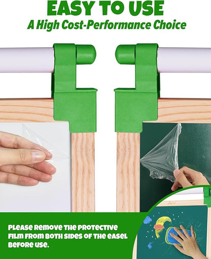 JOYOOSS Easel for Kids Art Easel Kids Easels for Toddlers,Wooden Kid Easel with Paper Roll - Adjustable Magnetic Double Sided Kids Dry Erase Board, Art Easel for Toddlers Outdoor Easel for Kids Green