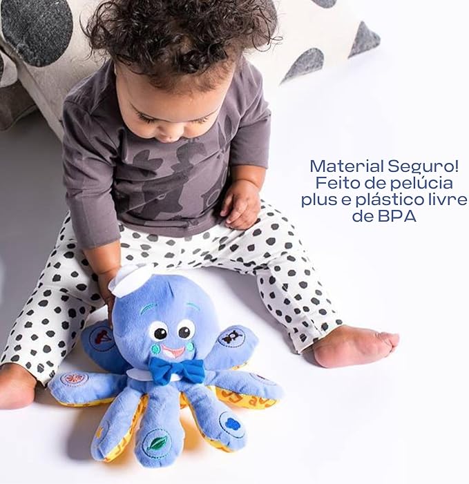 Baby Einstein Octoplush Musical Huggable Stuffed Animal Plush Toy, Learn Colors in 3 Languages, Blue, 11" Age 3 Month and up,