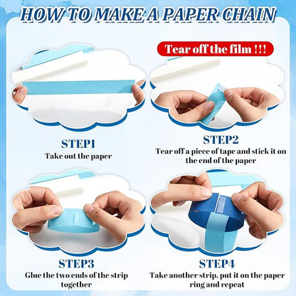 Lincia 600 Sheet Paper Chain Garland Strips 1x8 Inch with Double Sided Tape, DIY Construction Paper Chains for Birthday Wedding Holiday Party Decorations, Crafts Supplies (Blue Gradient)