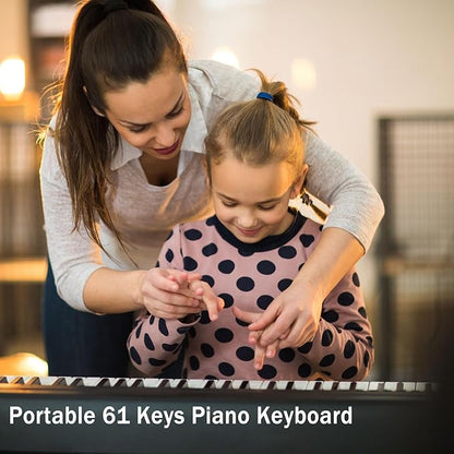 61 keys keyboard piano, Electronic Digital Piano with Built-In Speaker Microphone, Portable Keyboard Gift Teaching for Beginners, electric piano for kids