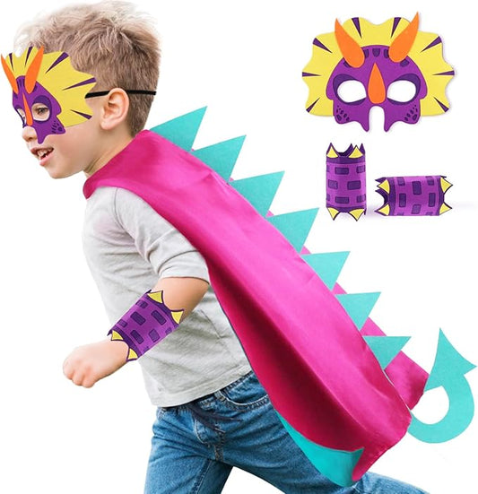 iROLEWIN Dinosaur-Costume for Kids Dragon Cape Mask as Boys Girls Dino Dress-Up Clothes for Play Toys Birthday Party Gifts