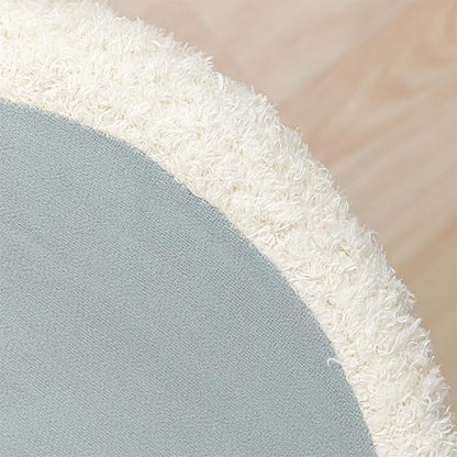 Round Ottoman Soft Chair 14.6x14.6x18 Inches Boucle Ottoman Multifunctional Ottoman Foot Rest Fluffy Fur Ottoman Stool Pouf Footrest Stool for Living Room Bedroom (Cream)