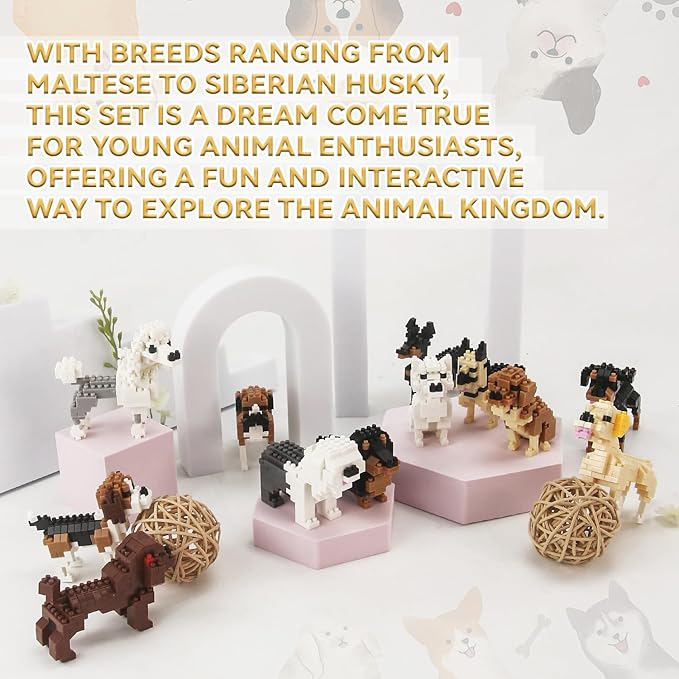 BOROLA Pet Dog Building Blocks Set Educational Toy Realistic Fun Animal Assembly Kit Toys Games(German Shepherd Blocks)