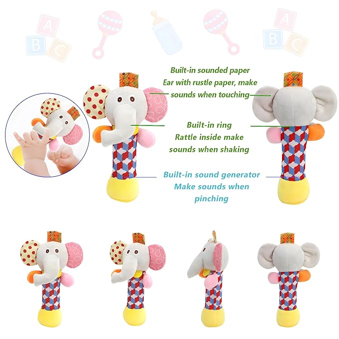 Bloobloomax Wrist Rattles Foot Finder Rattle Sock Baby Toy, Rattle Toy, Arm Hand Bracelet Rattle, Feet Leg Ankle Socks, Activity Rattle Present Gift for Newborn Infant Babies Boy Girl (5pcs-D)