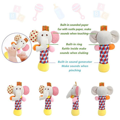 Bloobloomax Wrist Rattles Foot Finder Rattle Sock Baby Toy, Rattle Toy, Arm Hand Bracelet Rattle, Feet Leg Ankle Socks, Activity Rattle Present Gift for Newborn Infant Babies Boy Girl (5pcs-D)