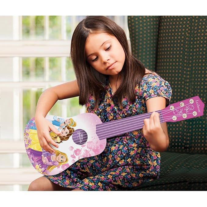 Lexibook, Disney Princess, My First Guitar for Children, 6 Nylon Strings, 21" Long, Guide Included, Pink, K200DP