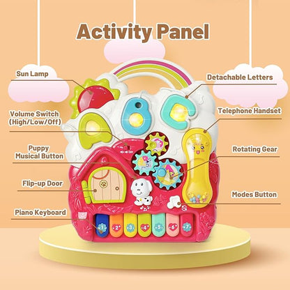 Sit to Stand Baby Walker, Activity Center with Music and Light, Activity Table for Toddlers, Push Toys for Babies Learning to Walk, Early Education Toys for Infant Boys Girls 6 Months Up