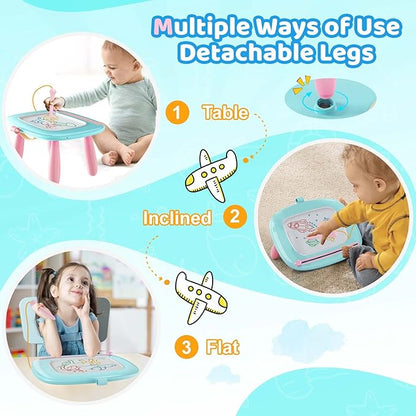 Kikidex Toddlers Toys Age 1-3, Magnetic Drawing Board, Toddler Girl Toys for 1-2 Year Old, Doodle Board Pad Learning and Educational Toys for 1 2 3 Year Old Baby Kids Birthday Gift (Mint Blue)