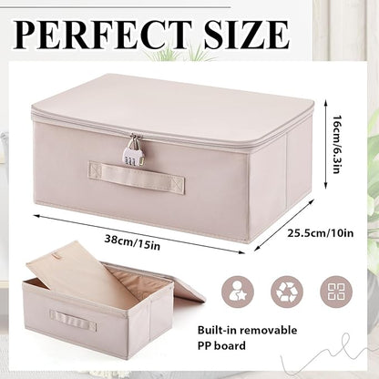 Briwooody Discreet Lockable Toy Bag Storage Organizer Toy Bag Storage Bins Case with Zipper Lid for Women and Men Clothes Container(Light Purple,15 x 10 x 6.3 Inch)