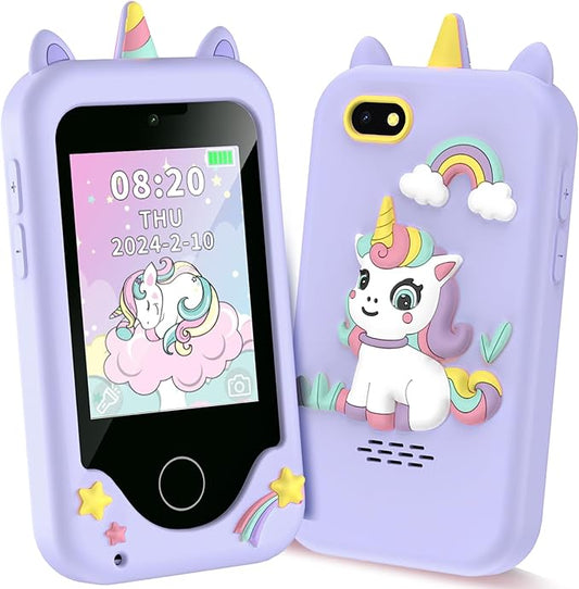 Kids Smart Phone Toys, 3 4 5 6 7 8 9 Year Old Kids Christmas Birthday Gifts for Boys Girls, 2.8" Touchscreen Toddler Cell Phone, Children Play Toy Phone with Dual Camera, Game, Music Player, 8GB Card