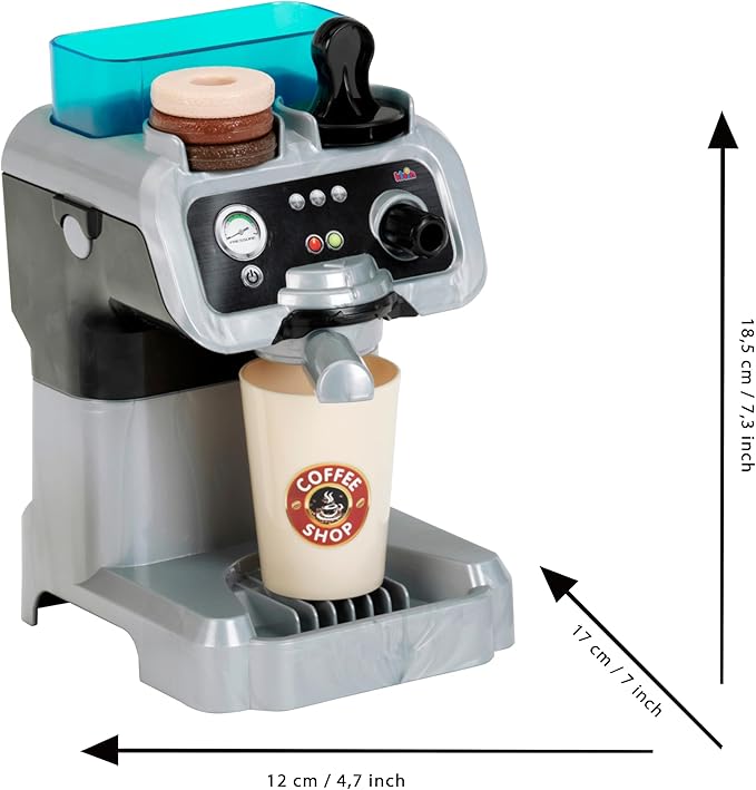 Klein: Barista Espresso Machine - Kitchen Appliance Toy, Coffee Making & Accessory Pretend Play Set, Realistic Water Flow Function, Kids Ages 3+