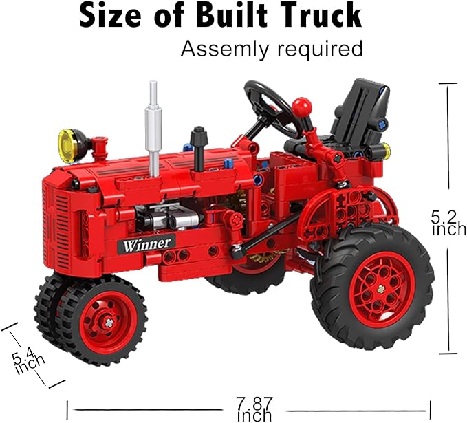 TOMAZON 302Pcs Building Blocks Toy Set Classic Farm Tractor Models for Kids, Construction Engineering Kit for Boys & Girls Ages 8-12 Years Old (Farm Tractor)