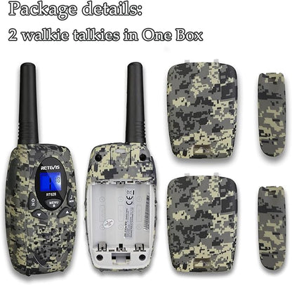 Retevis RT628 Kids Walkie Talkies,Army Toys for 6-12 Year Old Boys Girls,FRS Walky Talky with Key Lock,Gift for Outdoor Adventure Camping Hunt Trip(2 Pack,Camo)