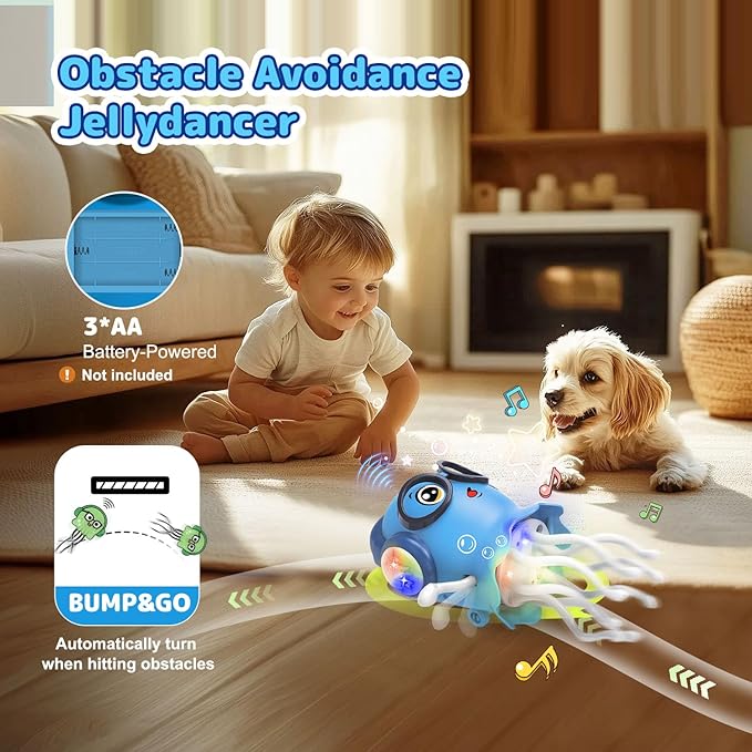 Dancing Jellydancer Kids Toy, Crawling Jellydancer Tummy Time Toy for Boy 3-6 Girls 6-12, Fidget Toy Magic Dancing Loud Music Toys for 3 4 5 6 7 8 Year Old Kids Birthday Easter Gifts