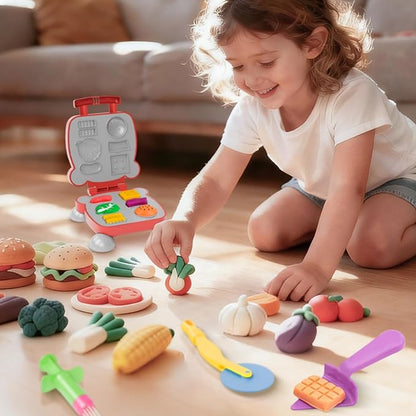 Dough Tools for Kids, 41Pcs Dough Toys Include Play Food Molds - Cupcakes, Ice Cream, Burger, Fries, Noodle, Play Bulk Pack with Roller, Cutters, Scissor, Dough Mat and Storage Bag Gifts (Tools)